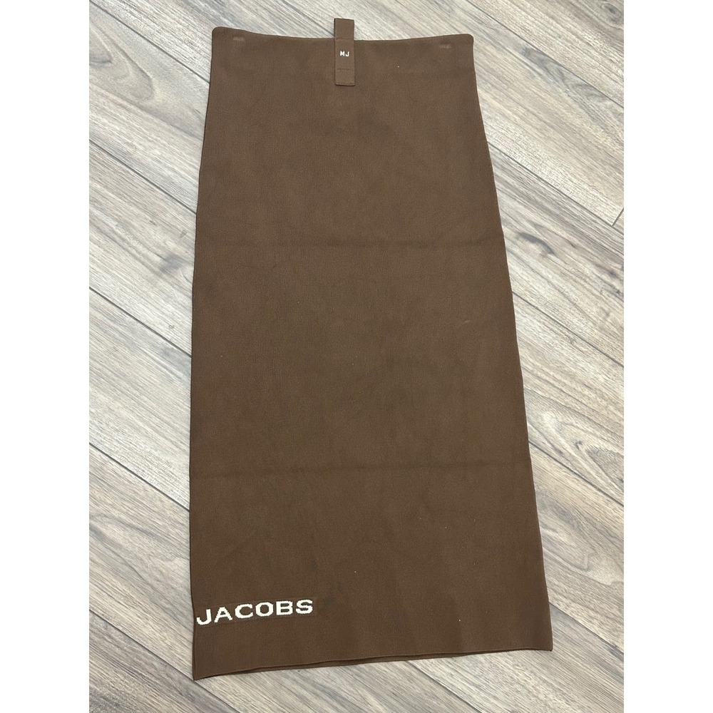 Marc Jacobs The Tube Skirt XS Chocolate Brown Viscose Knit Midi Logo N101V01RE21 - Picture 6 of 6
